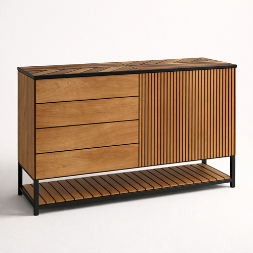 Aparador TRACE | Tauari e Freijó com Acabamento Acetinado