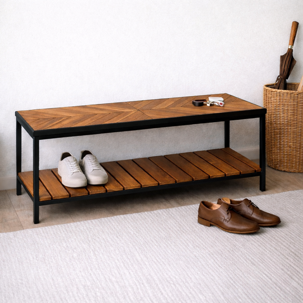 Sapateira-Banco KERN | Tauari e Freijó com Acabamento Acetinado